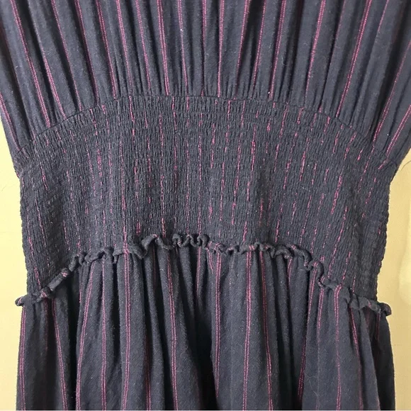 RAILS Jolie Smocked Waist Button Front Mini Dress in Midnight Magenta Stripe - Picture 4 of 6